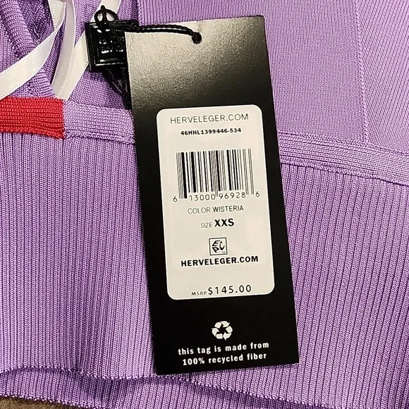 Herve Leger Purple Crop Top NWT - Picture 5 of 7